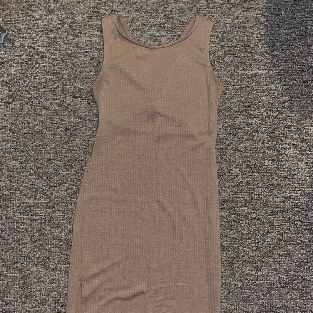 Tan open back summer dress